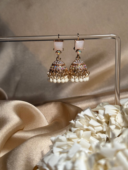 Zeenat jhumki khass collection-gold and sparkling beige