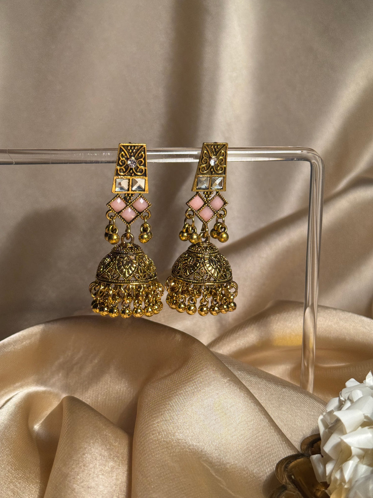 Dadi ki antique jhumkiyan khass collection- pink and gold