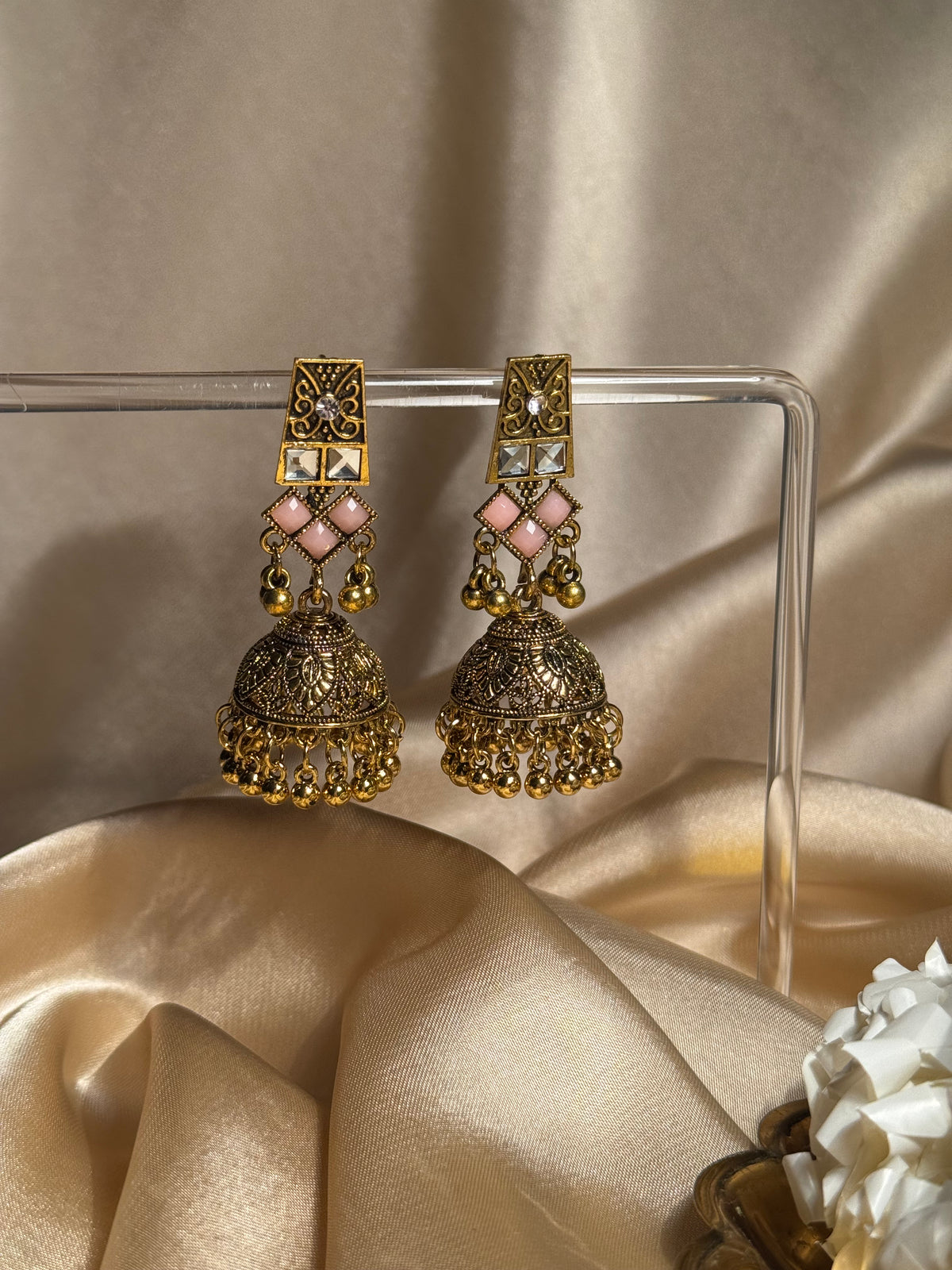 Dadi ki antique jhumkiyan khass collection- pink and gold