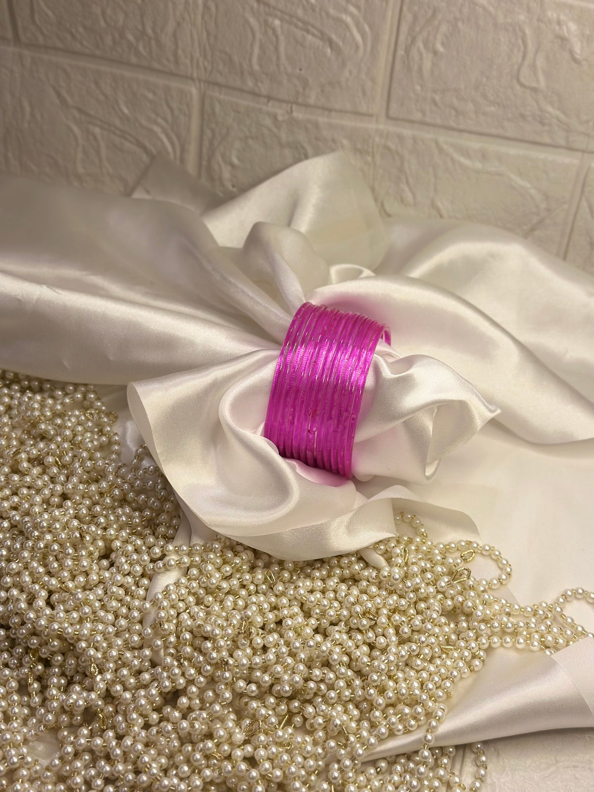 Glass bangles - Hot Pink - 12