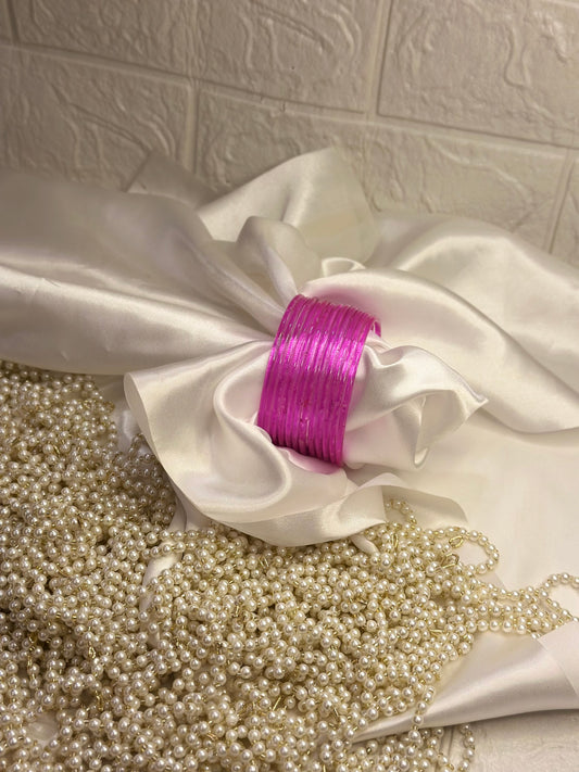 Glass bangles - Hot Pink - 12