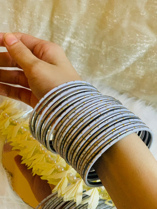 Bangles - silver and white (24 Pcs)