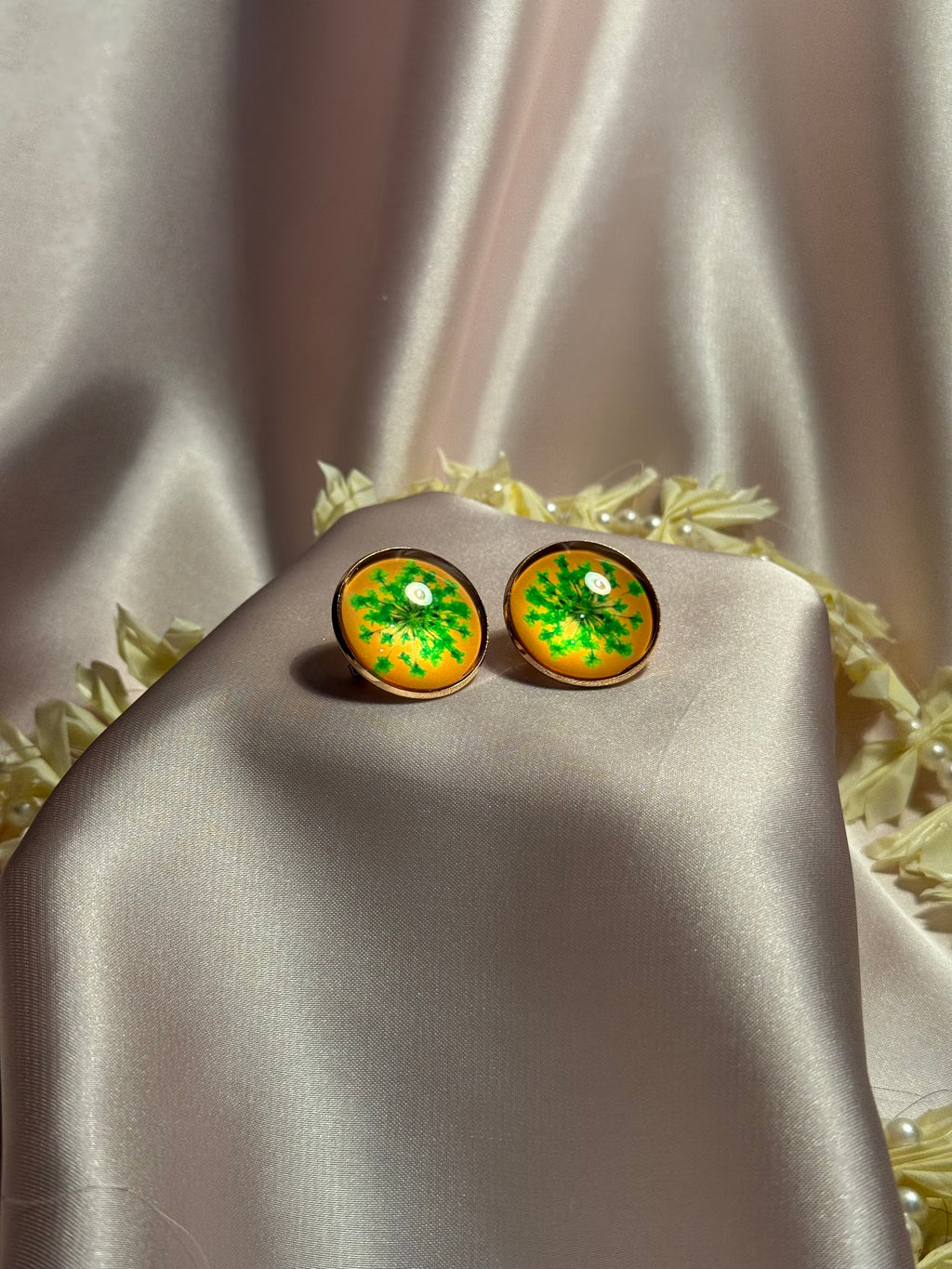 Printed summer breeze circle earrings-green