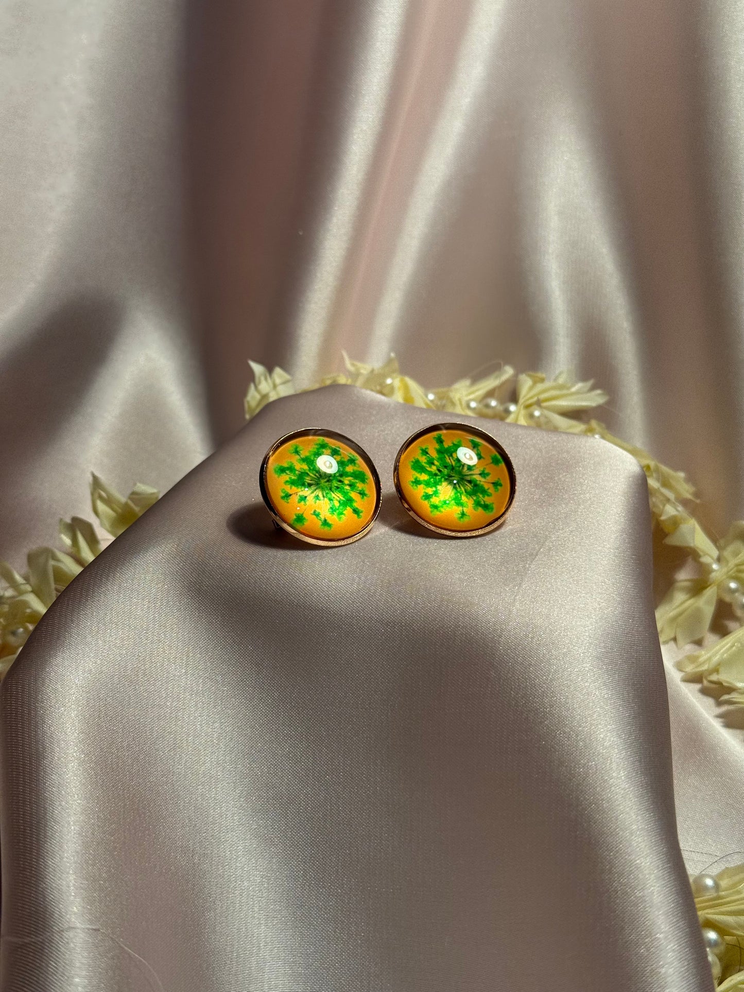 Printed summer breeze circle earrings-green
