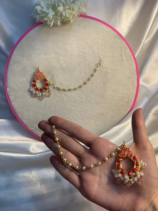 zeba kundan with sahary (pink)