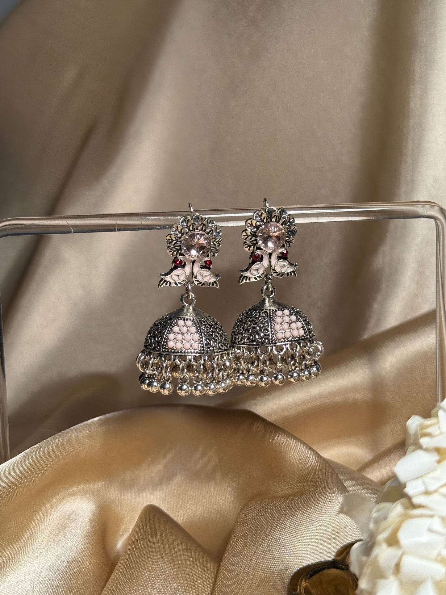 Phool chirya oxidized khass collection-silver and pink