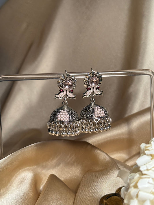 Phool chirya oxidized khass collection-silver and pink