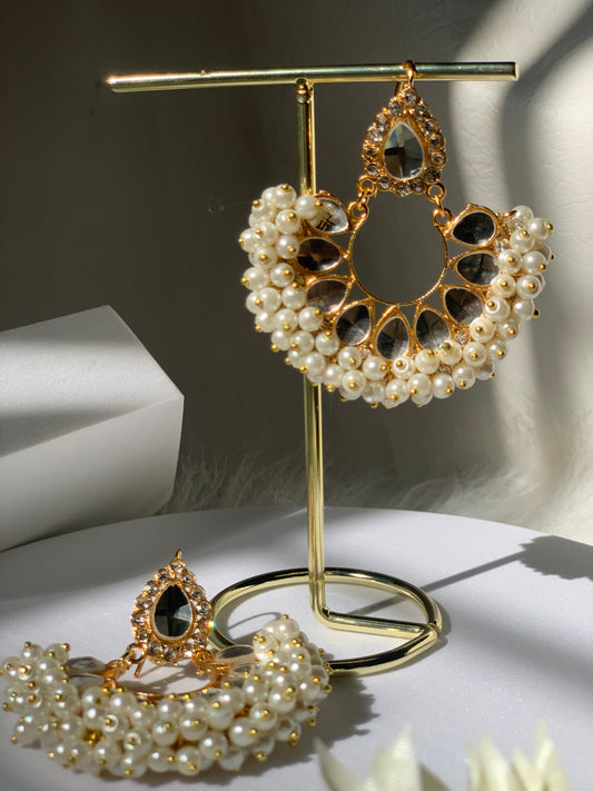 Shahi kundan Bali - White.
