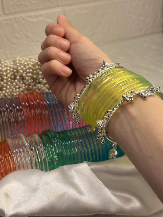 Jelly and Ghungroo bundle (Neon yellow and silver)