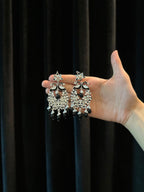 Shamim Ara Earrings- silver and black(aara collection)