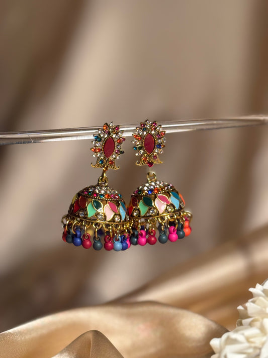 Dil kash jhumkay khass collection-gold and multi