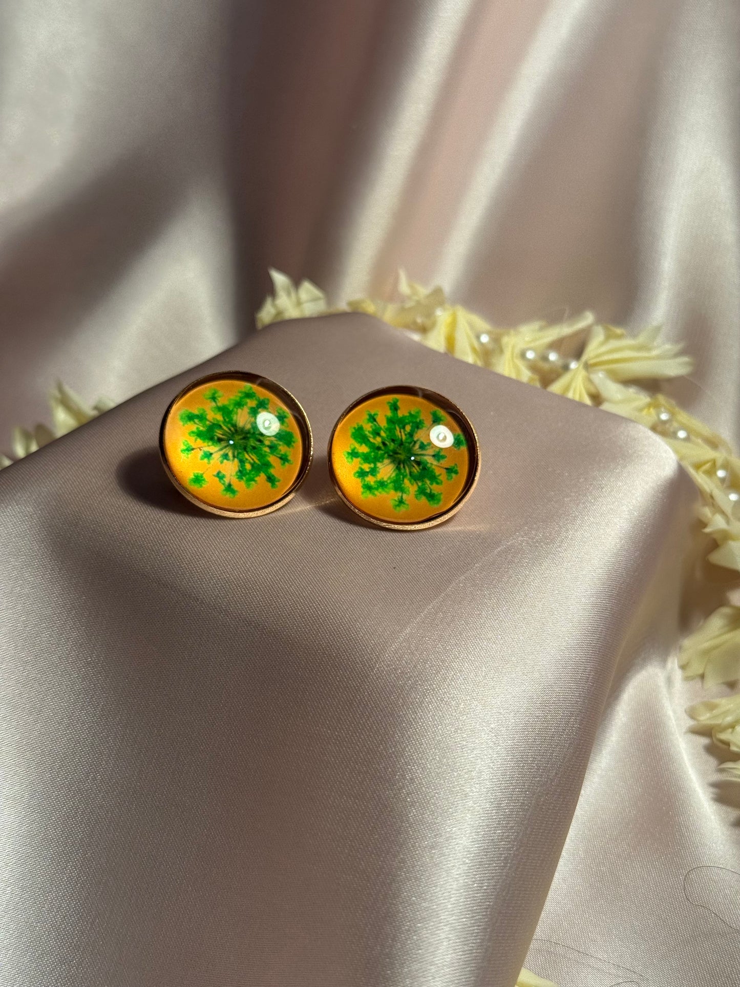Printed summer breeze circle earrings-green