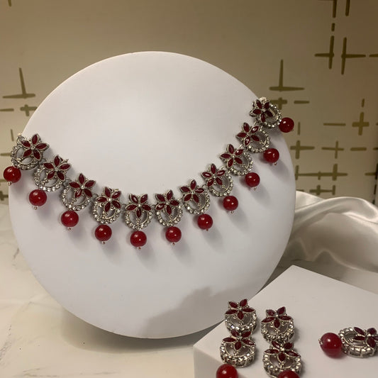 Nourah Set - Maroon and Silver
