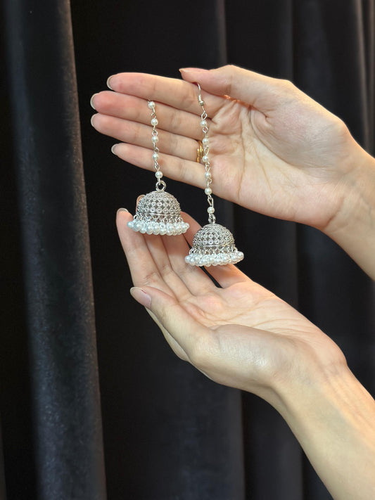 Aik lambi lari walay jhumkay with safaid moti-silver eid collection