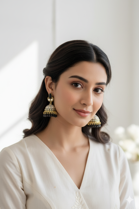 Paisley designed jhumki - Black