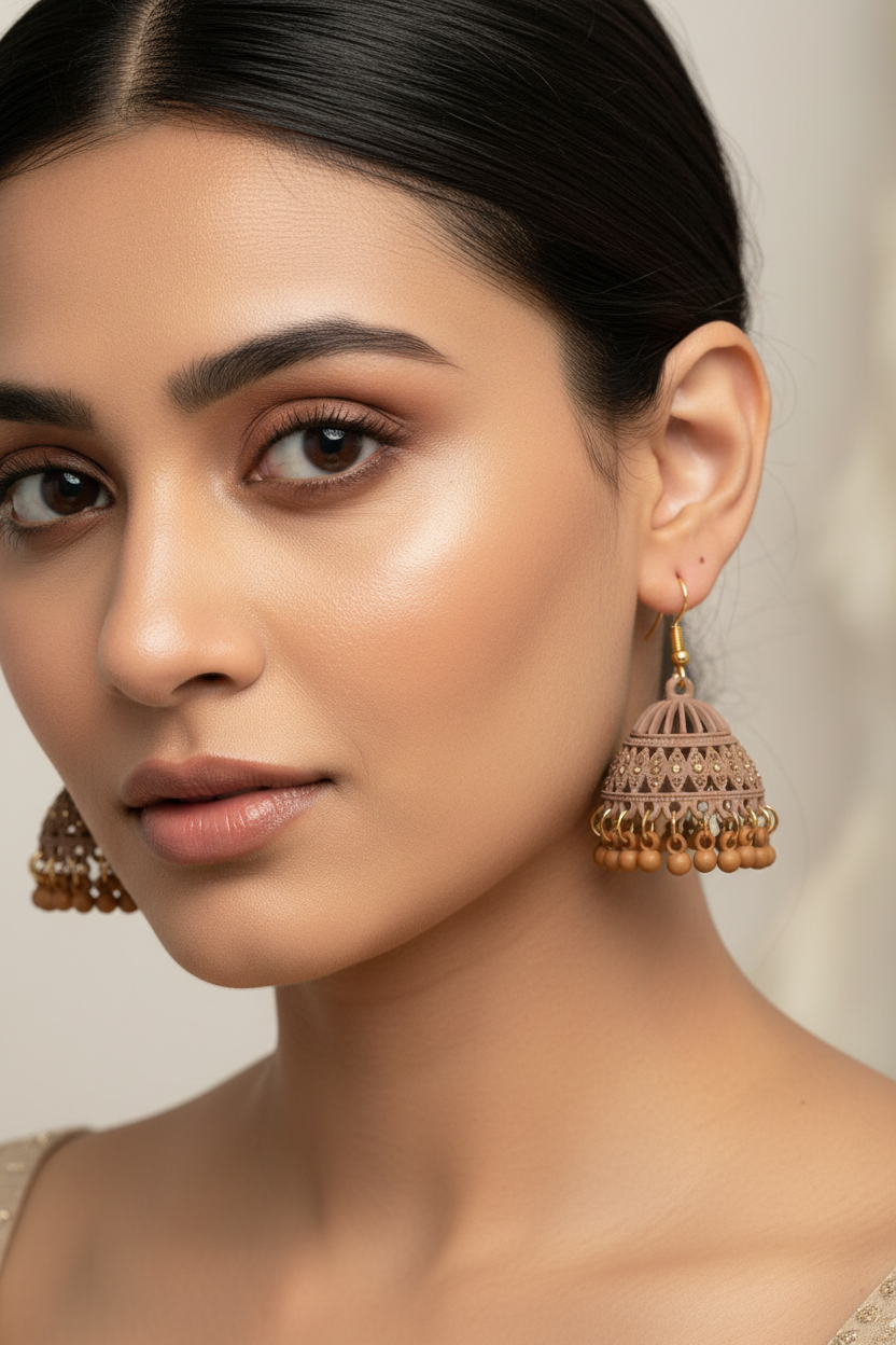 Matt Jhumki patla patta brown-(Sheharbano)