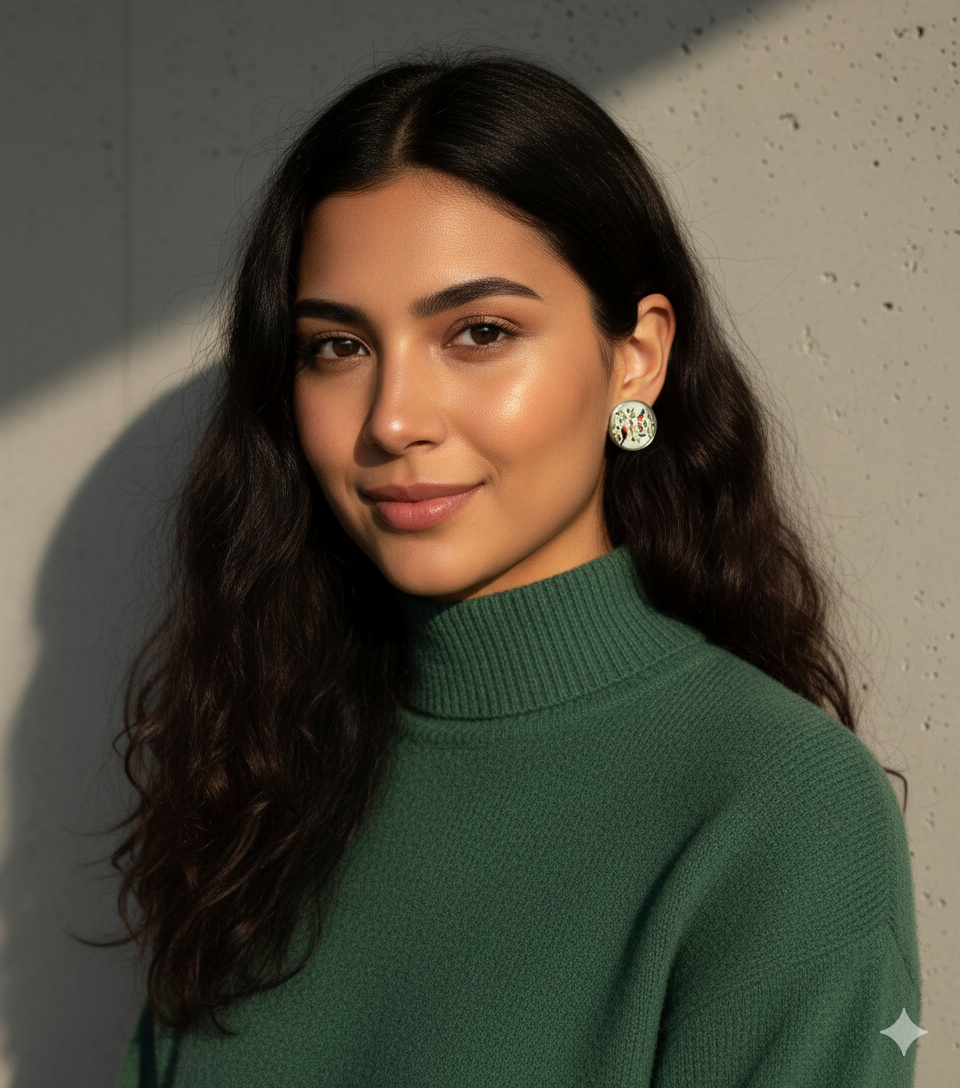 Printed summer breeze round earrings