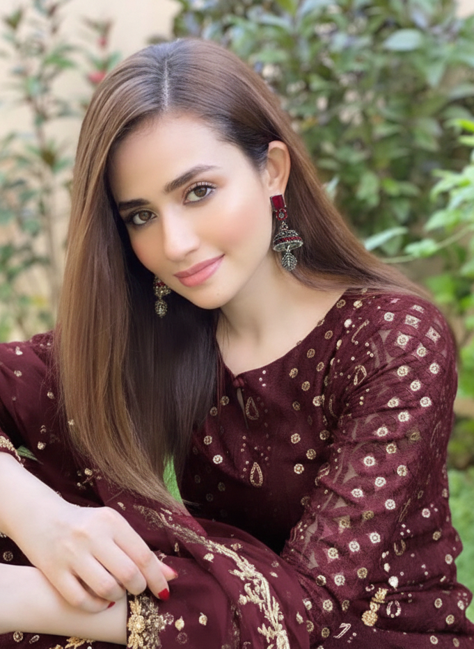 Aik patla latkan with maroon stone - (Baharbano)