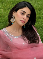 Fatima earring gold,pink and turquoise(Sheharbano)