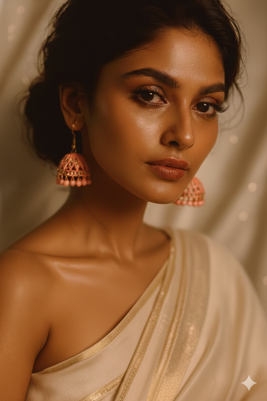 Matt sitara Jhumki-pink(Noor-Bano-Collection)