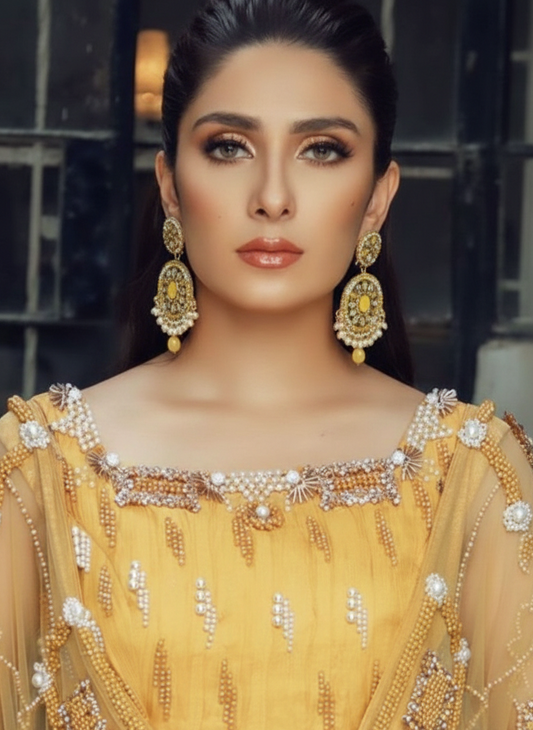 Fatima earring yellow and gold(Sheharbano)