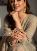 Enamel pearl ring (oval bead-turquoise)