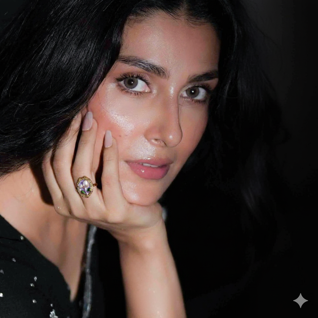 Enamel pearl ring (bead-purple)