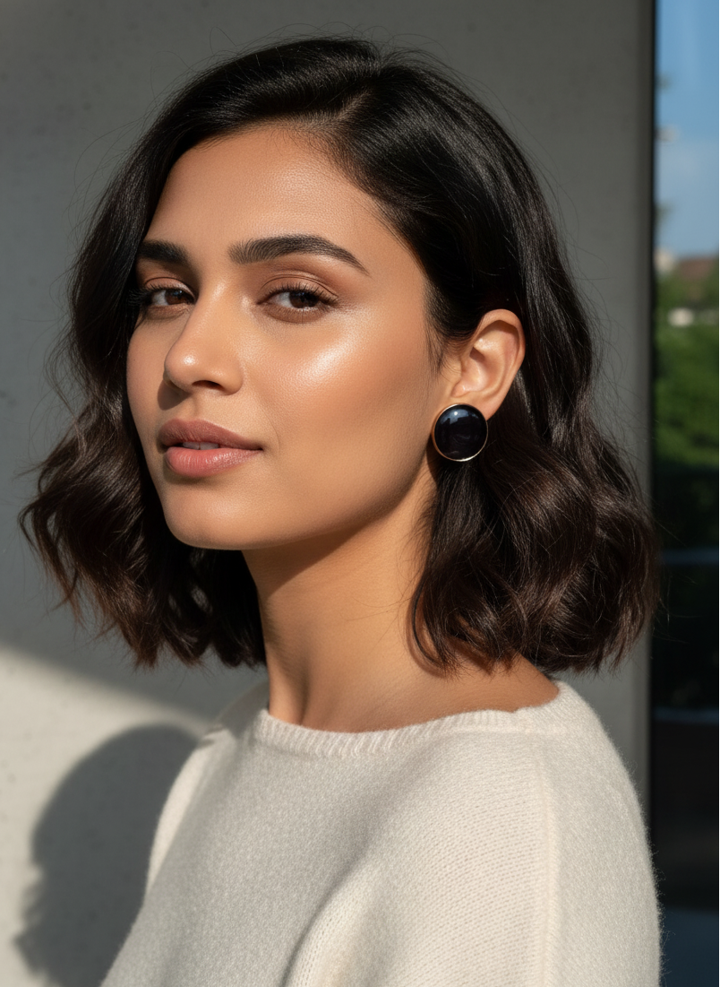 Summer breeze round earrings (Black)