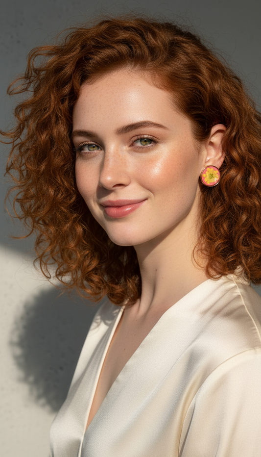 Printed summer breeze round earrings