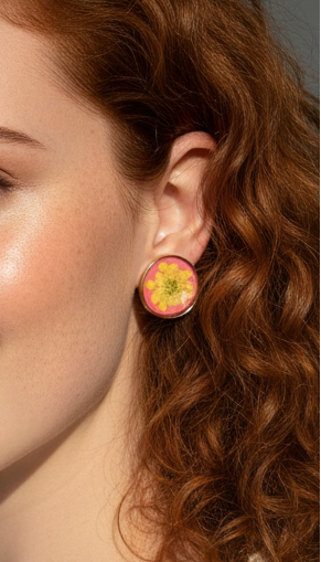 Printed summer breeze round earrings