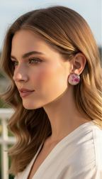 Printed summer breeze round earrings - Floral