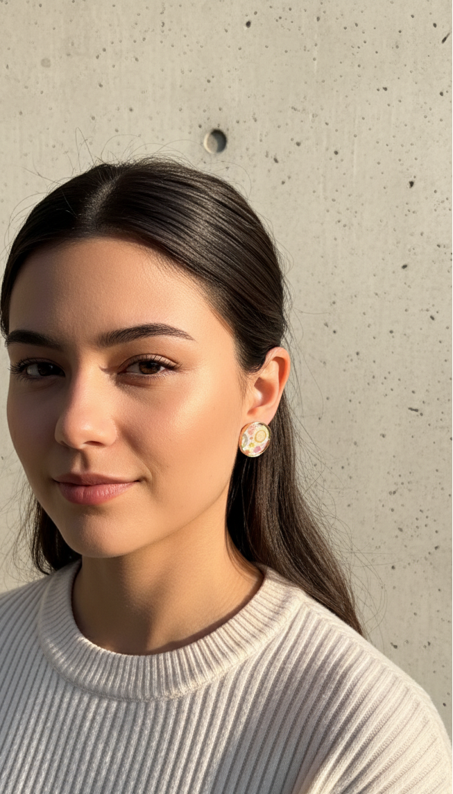 Printed summer breeze round earrings - Multicolor