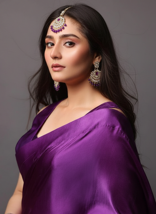 Kundan Set gold and purple-(Sheharbano)