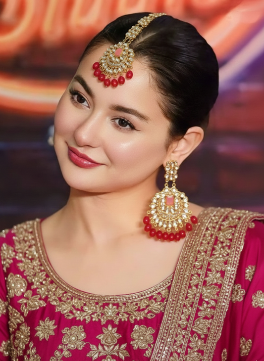 Kundan Set gold and coral -(Sheharbano)