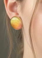 Printed summer breeze round earrings (yellow and orange)