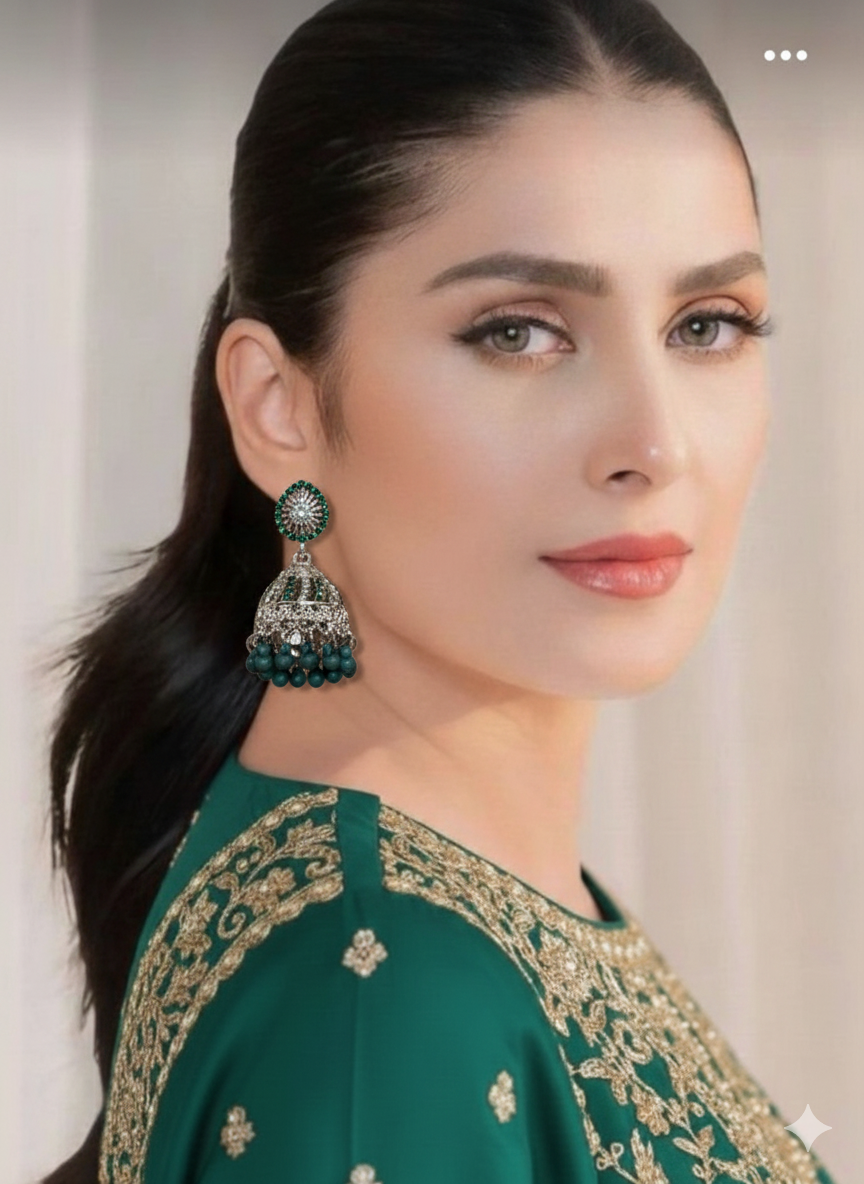 Saima Jhumki-green-(Noor-Bano-Collection)
