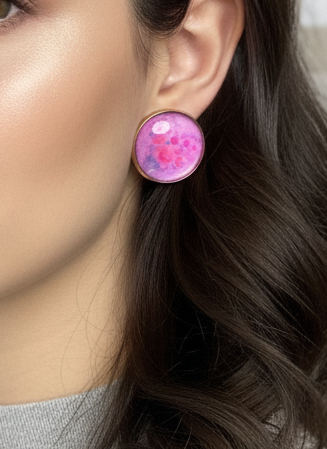 Printed summer breeze round earrings (pink)