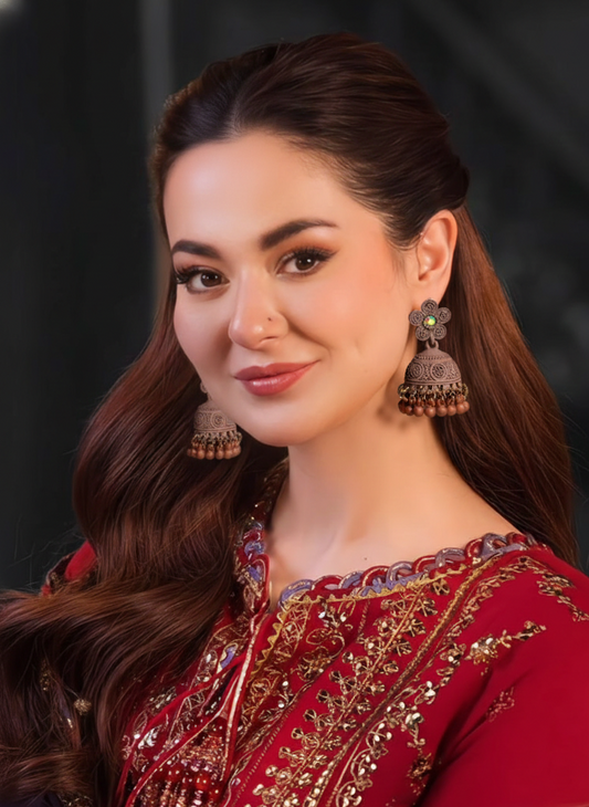 brown Flower matt jhumki- (Zartabbano)