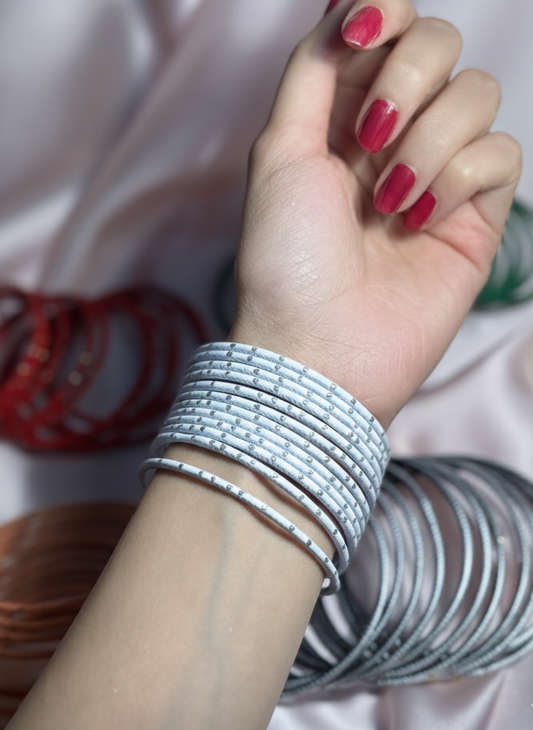 Basant bangles- 12 bangles white