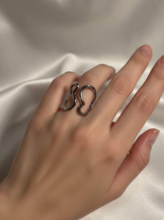 Silver Ring (double heart)