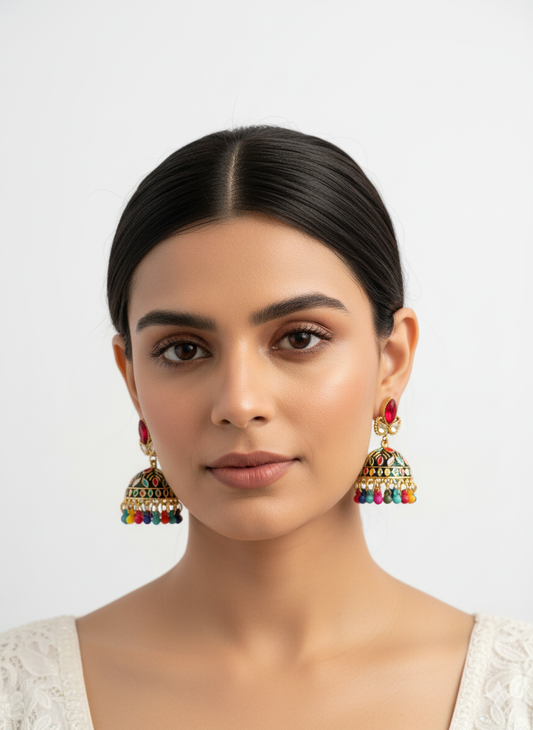 Paisley designed jhumki - Multicolor