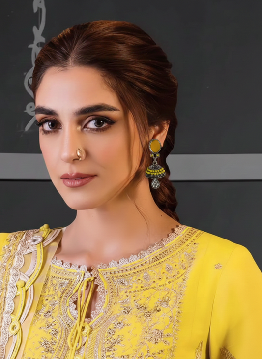 yellow Jhumka- (Zartabbano)