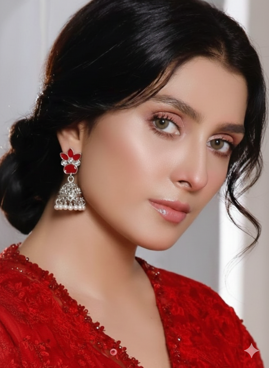 Sarah Teen Pati Jhumki Motiya- maroon