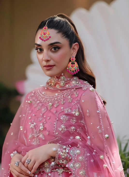 Aimen Bindiya Set - Shocking pink