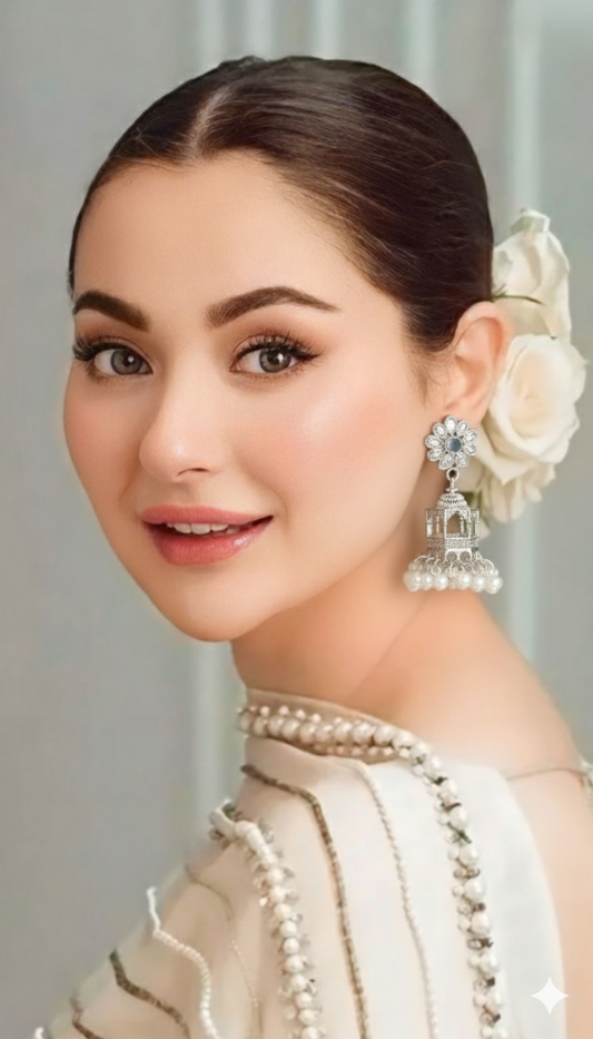 Floral Cage jhumki- silver