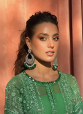 Ghungroo earrings silver with green beads(Mahbano)