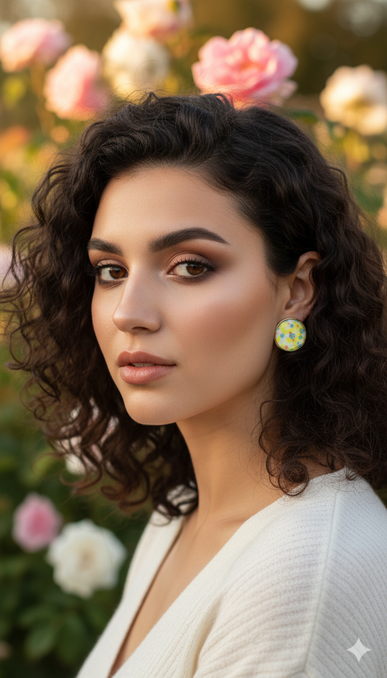 Printed summer breeze round earrings - multi