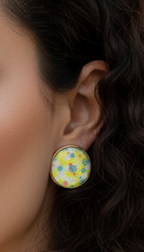 Printed summer breeze round earrings - multi