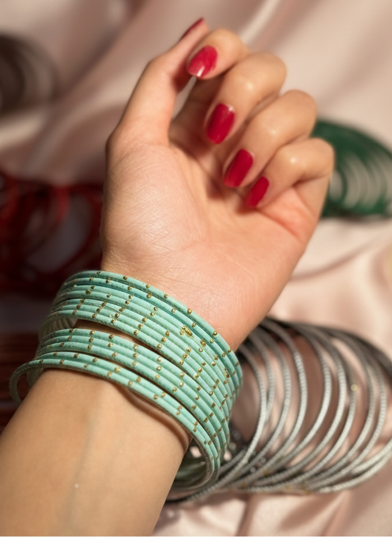 Basant bangles- 12 bangles turquoise