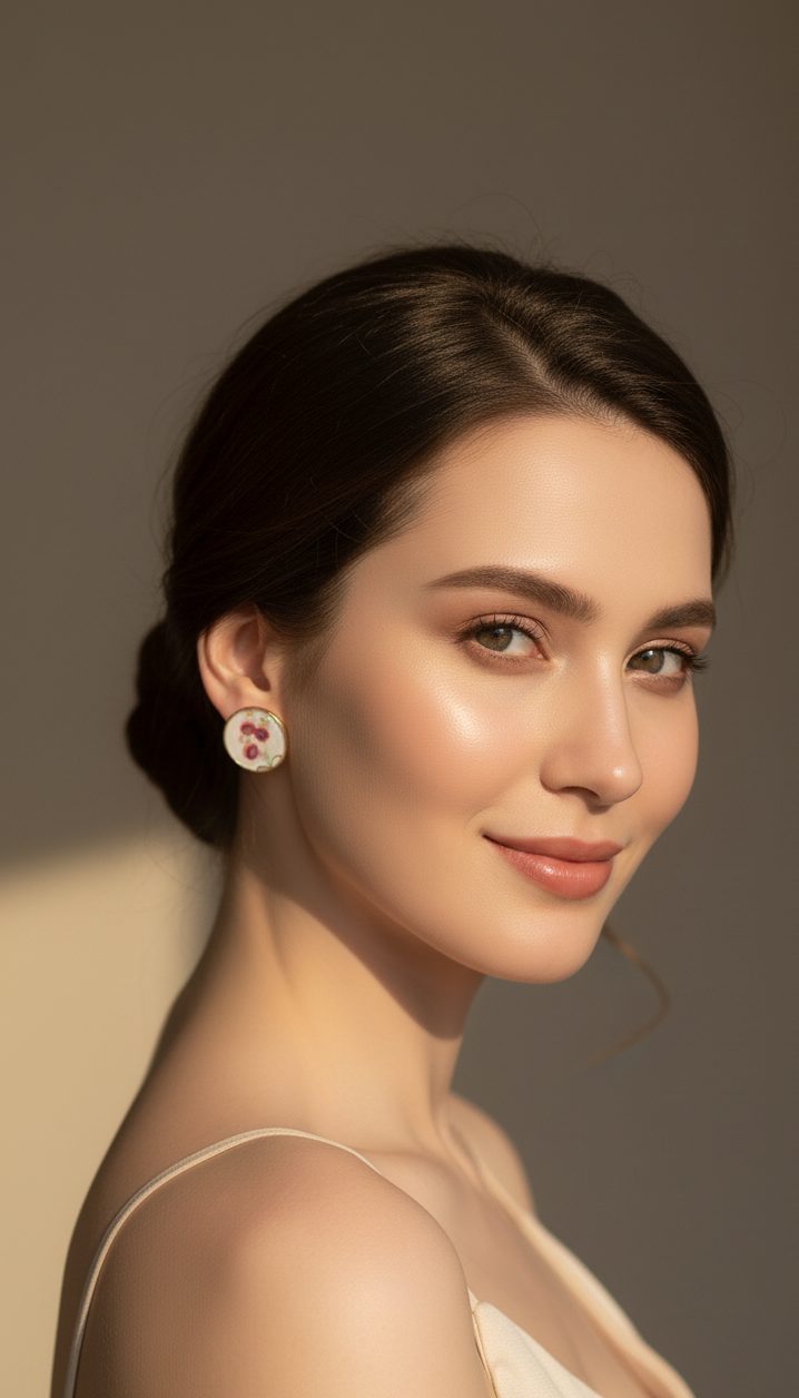 Printed summer breeze round earrings